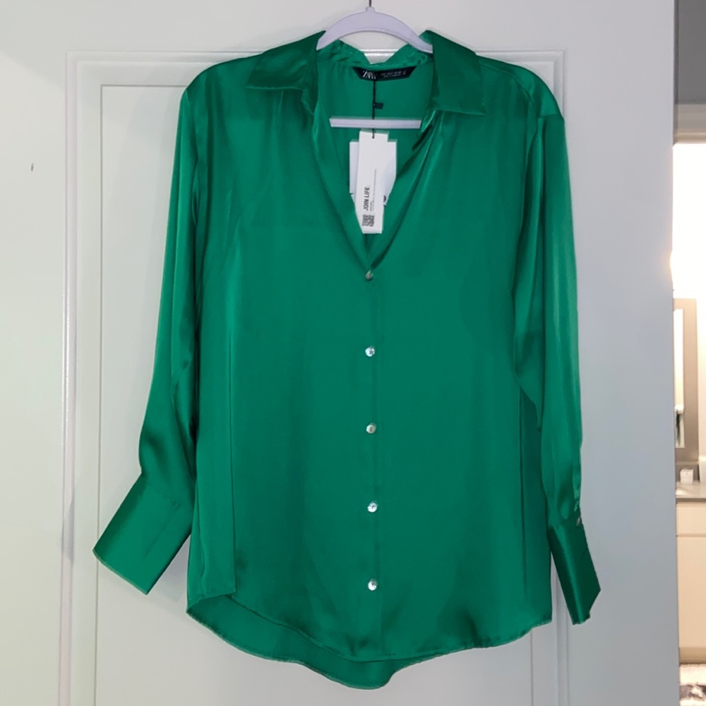 NWT Zara Satin Effect Shirt